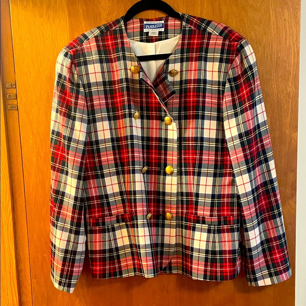 Pendleton Women's Double-Breasted Plaid Blazer - … - image 1